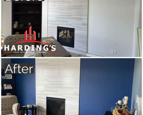 feature wall interoir painting before and after