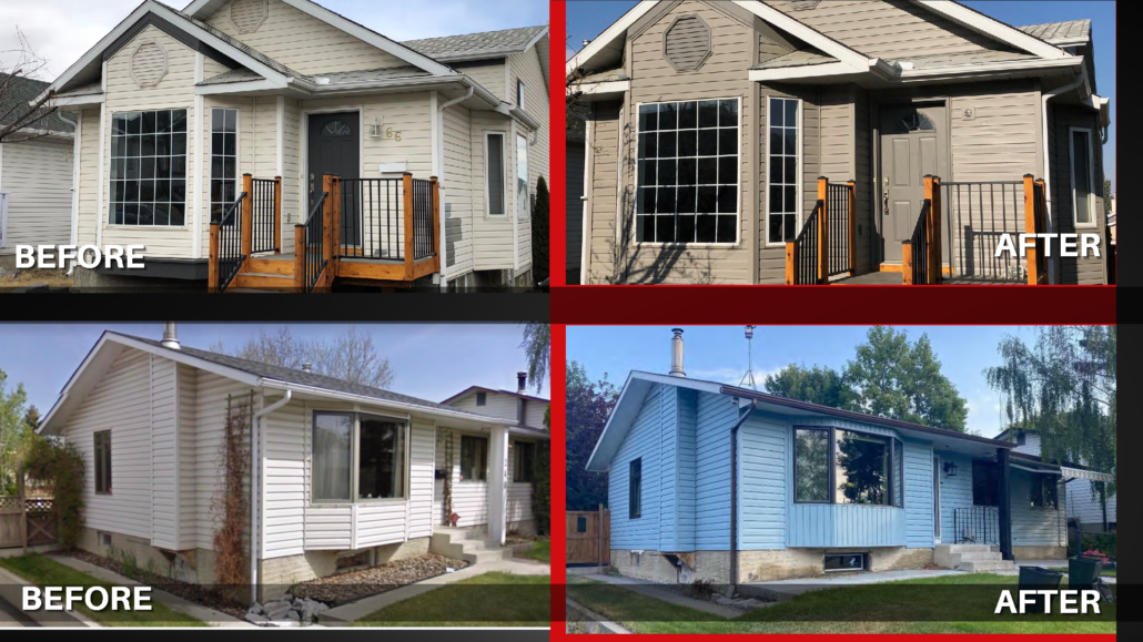 Exterior siding paint before and after